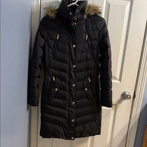 Michael Kors Black Puffer Jacket with Faux Fur